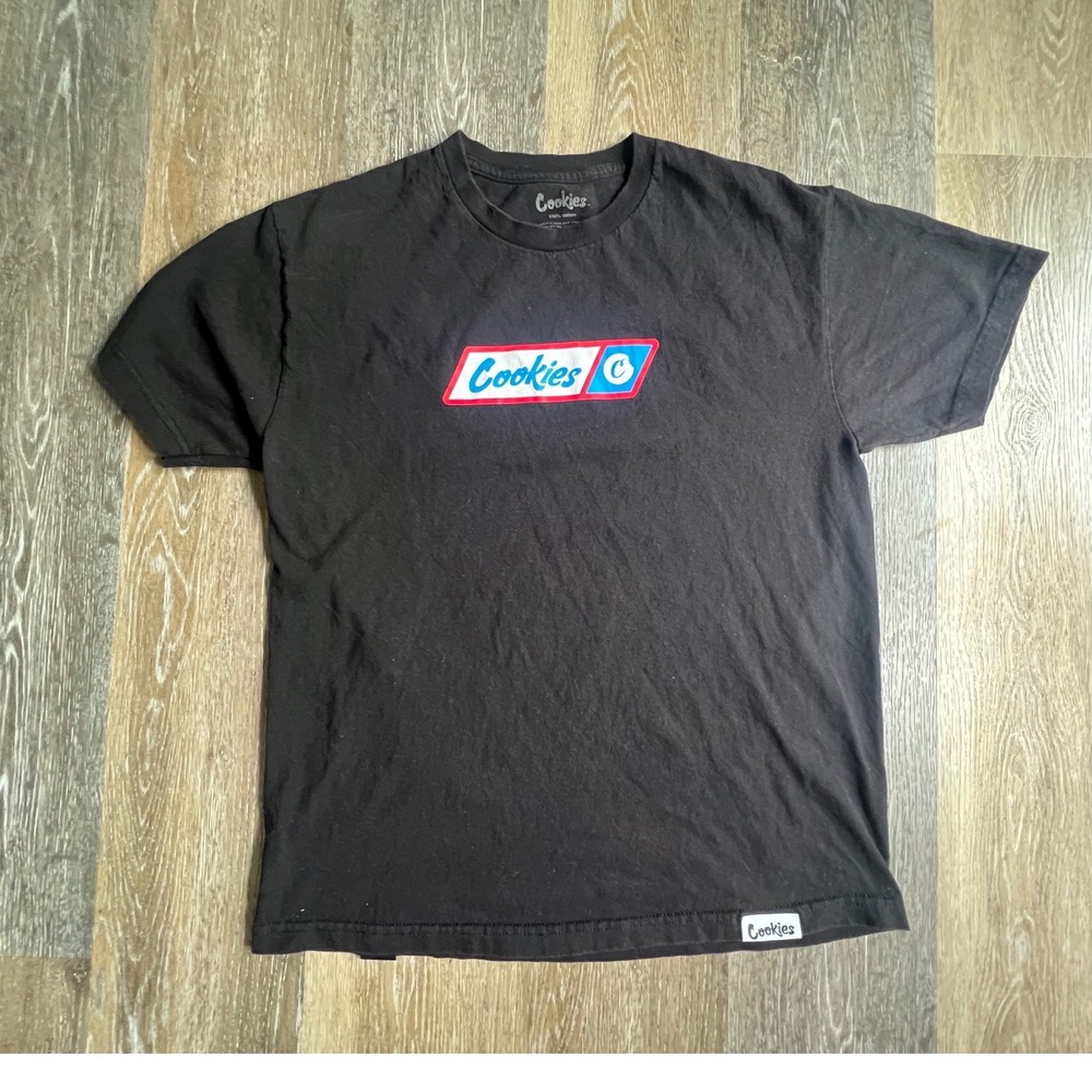 Cookies Graphic T-Shirt Mens Large Black Logo Print Short Sleeve Streetwear